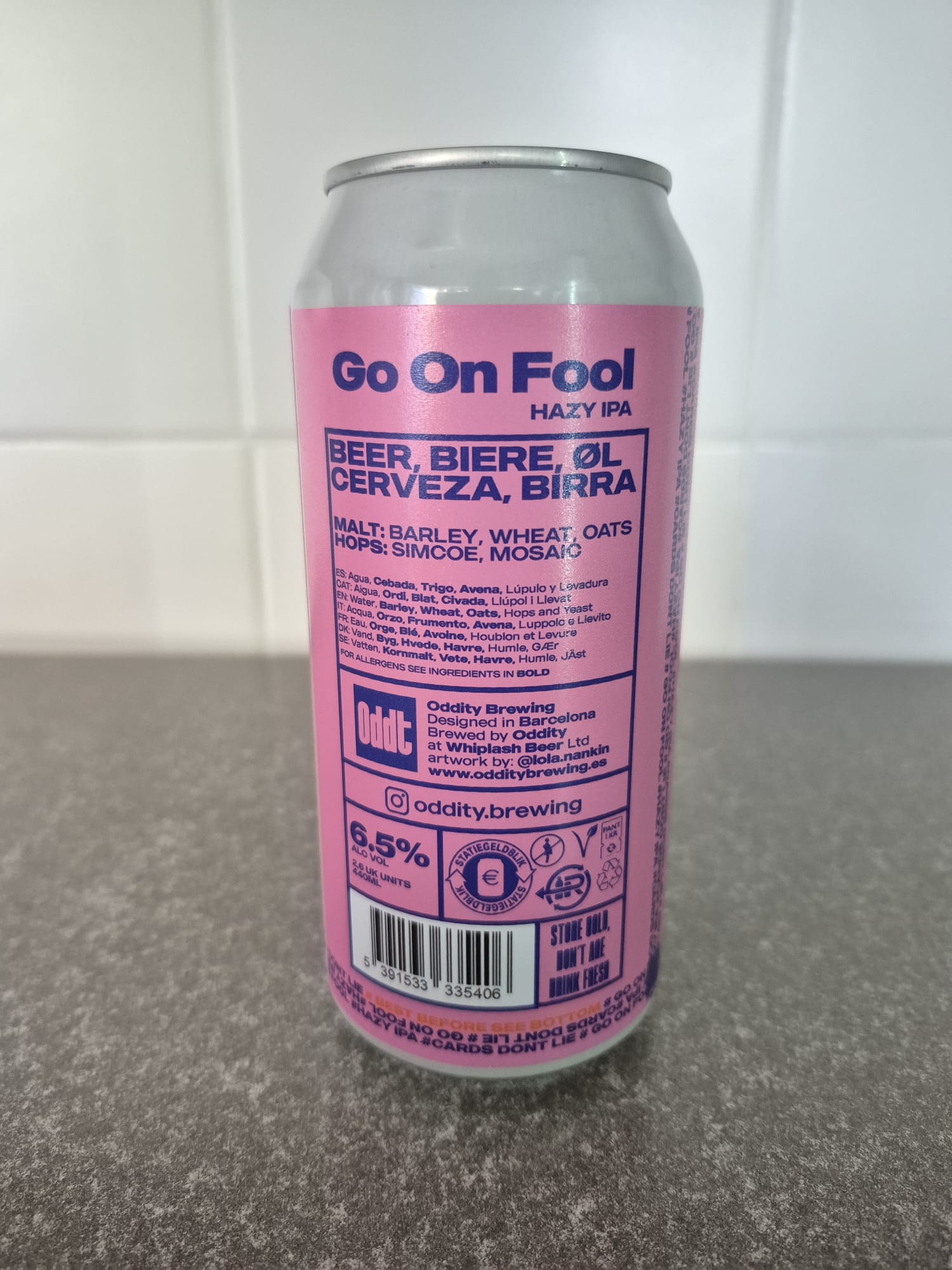 oddity brewing go on fool hazy ipa ingredientes